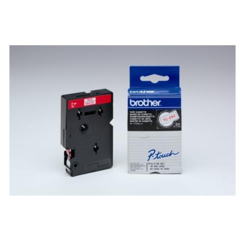 Brother tape rojo sobre blanco (TC292), 9mm, laminada