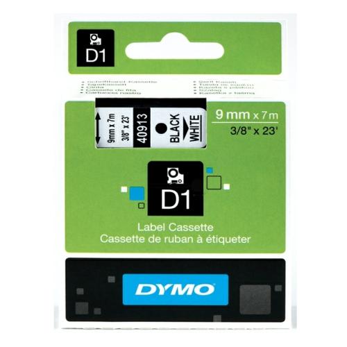 Dymo etiquetas negro sobre blanco (40913 / S0720680), 9mm, laminada