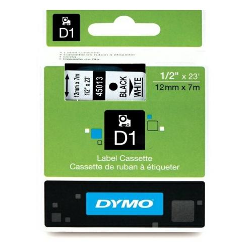 Dymo etiquetas negro sobre blanco (45013 / S0720530), 12mm, laminada