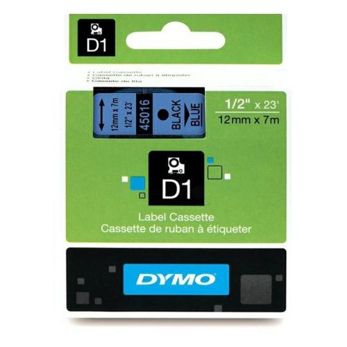 Dymo etiquetas negro sobre azul (45016 / S0720560), 12mm, laminada