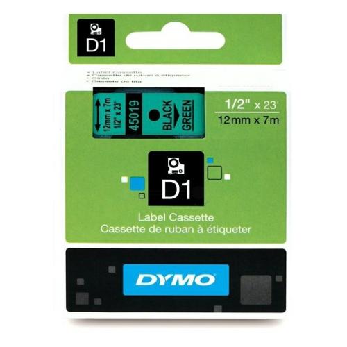 Dymo etiquetas negro sobre verde (45019 / S0720590), 12mm, laminada