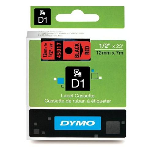 Dymo etiquetas negro sobre rojo (45017 / S0720570), 12mm, laminada