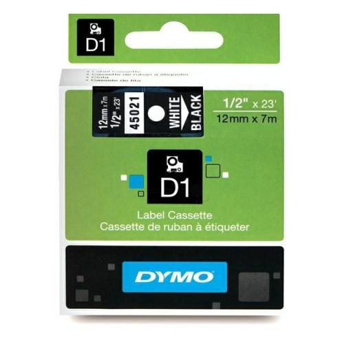 Dymo etiquetas blanco sobre negro (45021 / S0720610), 12mm, laminada