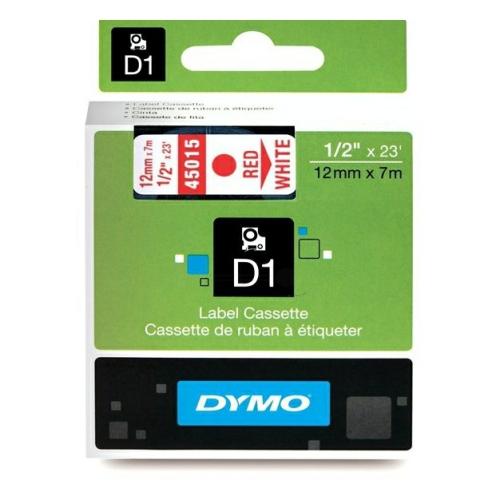 Dymo etiquetas rojo sobre blanco (45015 / S0720550), 12mm, laminada