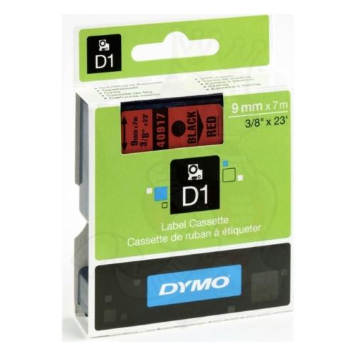Dymo etiquetas negro sobre rojo (40917 / S0720720), 9mm, laminada