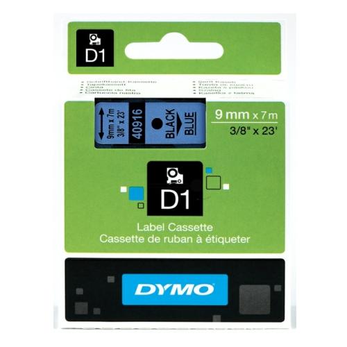 Dymo etiquetas negro sobre azul (40916 / S0720710), 9mm, laminada