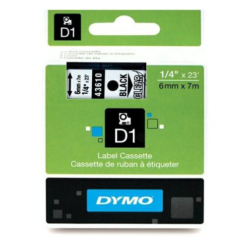 Dymo etiquetas negro sobre transparente (43610 / S0720770), 6mm, laminada