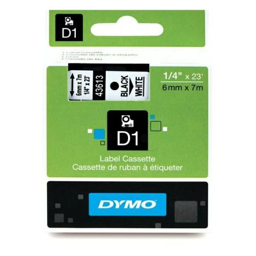 Dymo etiquetas negro sobre blanco (43613 / S0720780), 6mm, laminada