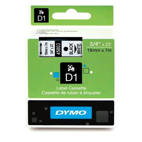 Dymo etiquetas negro sobre blanco (45803 / S0720830), 19mm, laminada