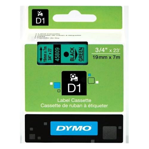 Dymo etiquetas negro sobre verde (45809 / S0720890), 19mm, laminada