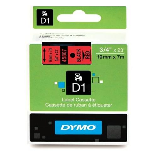 Dymo etiquetas negro sobre rojo (45807 / S0720870), 19mm, laminada