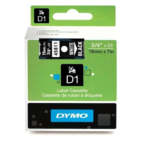 Dymo etiquetas blanco sobre negro (45811 / S0720910), 19mm, laminada