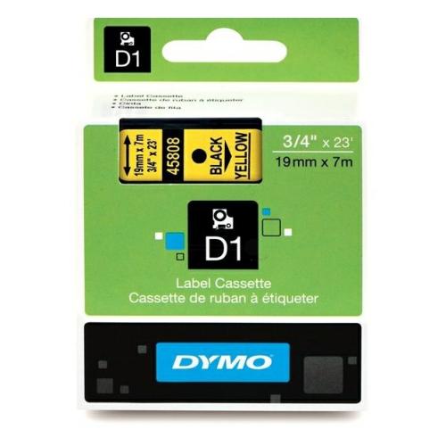 Dymo etiquetas negro sobre amarillo (45808 / S0720880), 19mm, laminada