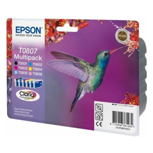 Epson cartucho de tinta negro / cian / magenta / amarillo / foto cian / magenta foto (C13T08074011 / T0807) (multipack)