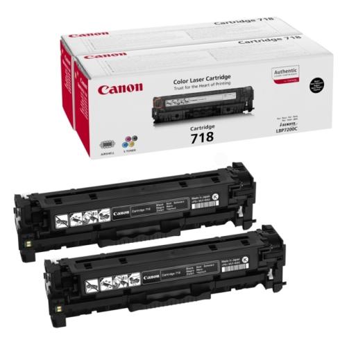 Canon cartucho de tóner negro (2662B005 / 718BKVP) (Paquete Doble)