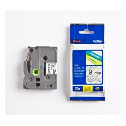 Brother tape negro sobre transparente (TZE121), 9mm, laminada