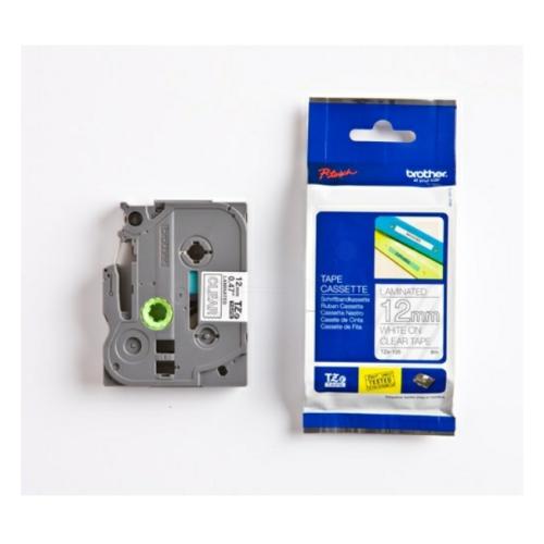 Brother tape blanco sobre transparente (TZE135), 12mm, laminada