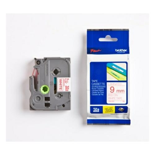 Brother tape rojo sobre blanco (TZE222), 9mm, laminada