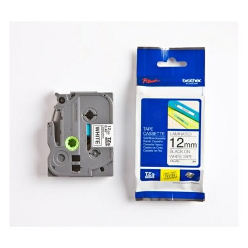 Brother tape negro sobre blanco (TZE231), 12mm, laminada