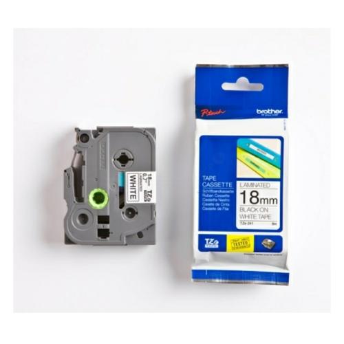 Brother tape negro sobre blanco (TZE241), 18mm, laminada