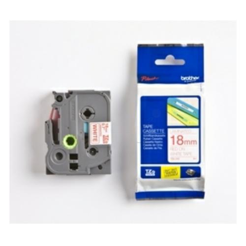 Brother tape rojo sobre blanco (TZE242), 18mm, laminada