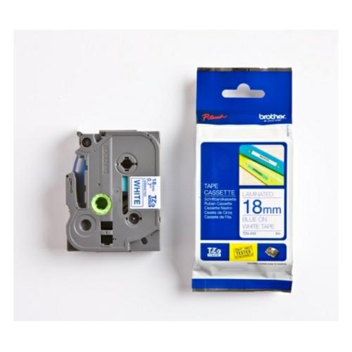 Brother tape azul sobre blanco (TZE243), 18mm, laminada