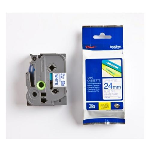 Brother tape azul sobre blanco (TZE253), 24mm, laminada