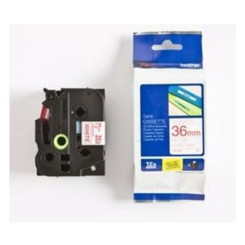 Brother tape rojo sobre blanco (TZE262), 36mm, laminada