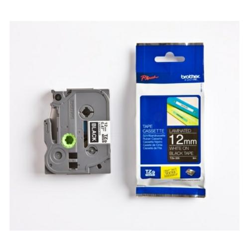 Brother tape blanco sobre negro (TZE335), 12mm, laminada