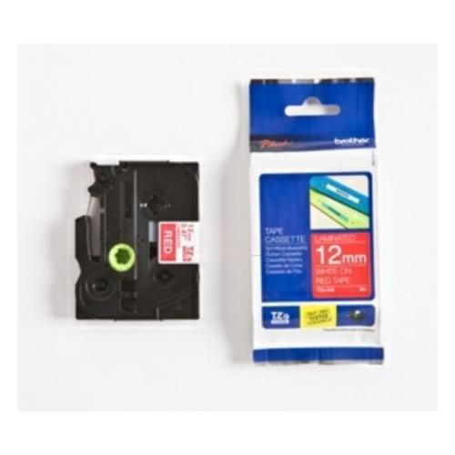 Brother tape blanco sobre rojo (TZE435), 12mm, laminada