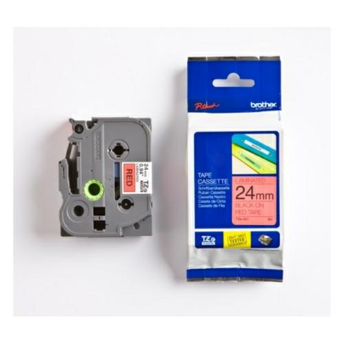 Brother tape negro sobre rojo (TZE451), 24mm, laminada