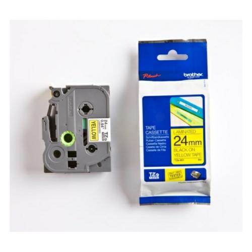 Brother tape negro sobre amarillo (TZE651), 24mm, laminada