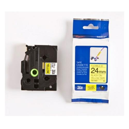 Brother tape negro sobre amarillo (TZEFX651), 24mm, flexible laminated