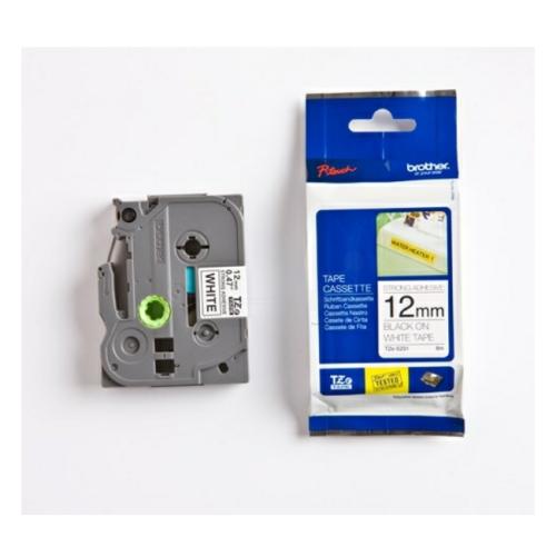Brother tape negro sobre blanco (TZES231), 12mm, laminada
