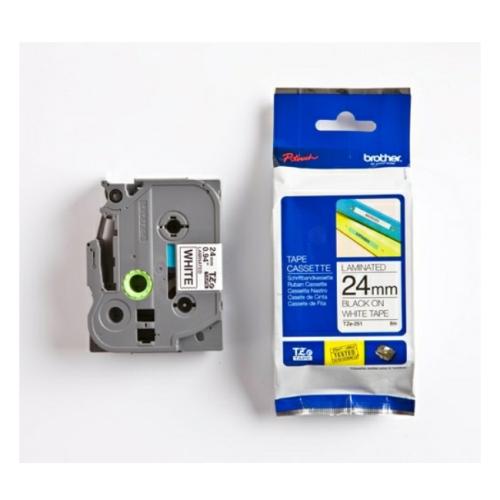 Brother tape negro sobre blanco (TZE251), 24mm, laminada
