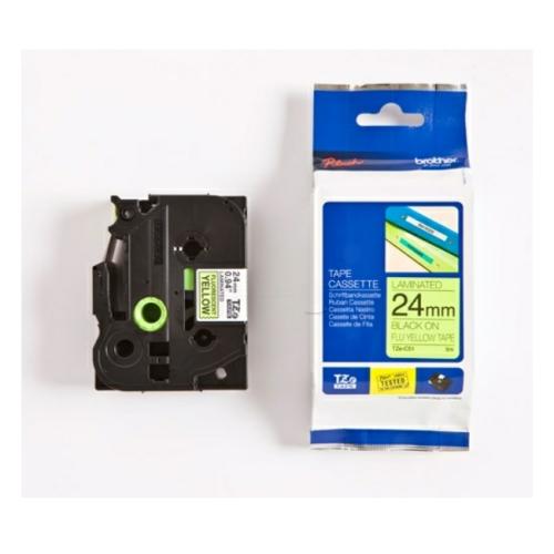 Brother tape negro sobre signal amarillo (TZEC51), 24mm, laminada