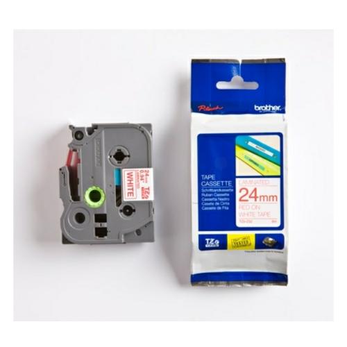 Brother tape rojo sobre blanco (TZE252), 24mm, laminada
