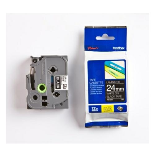 Brother tape blanco sobre negro (TZE355), 24mm, laminada