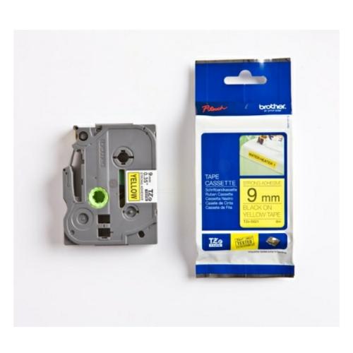 Brother tape negro sobre amarillo (TZES621), 9mm, laminada