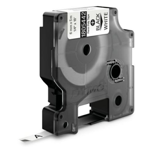 Dymo Banda de poliéster negro sobre blanco (1805442), 6mm, extra duradero