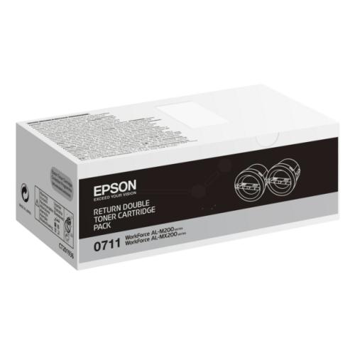 Epson cartucho de tóner negro (C13S050711 / 0710) (Paquete Doble, Retorno, alta capacidad)
