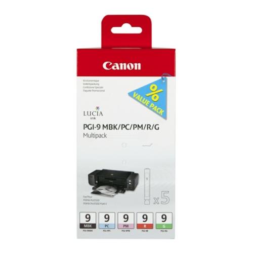 Canon cartucho de tinta negro mato / foto cian / magenta foto / rojo / verde (1033B013 / PGI9) (multipack)