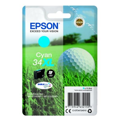 Epson cartucho de tinta cian (C13T34724010 / 34XL) (alta capacidad)