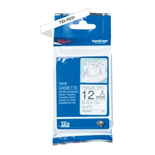 Brother tape negro sobre blanco (TZER231), 12mm, non laminated