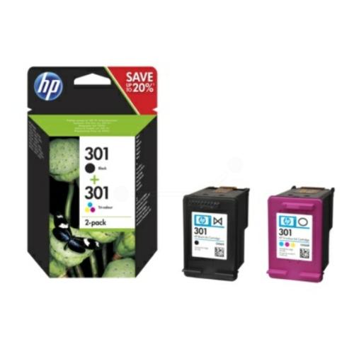 HP cartucho de tinta negro / color (N9J72AE / 301) (Paquete Doble, multipack)