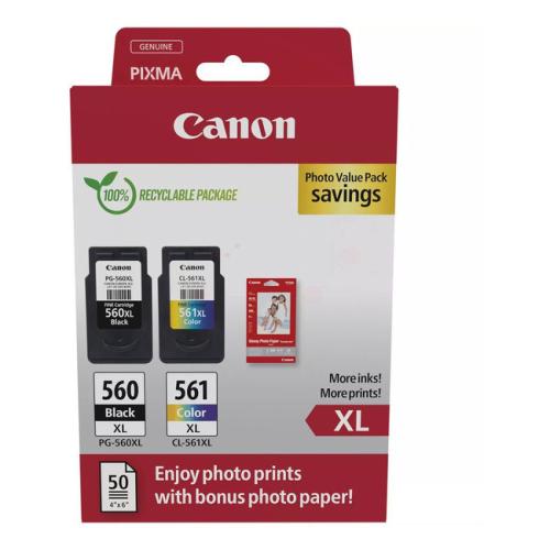 Canon Cartucho de tinta / papel fotográfico negro / color (3712C008 / PG560XL+CL561XL) (Paquete Doble, multipack)