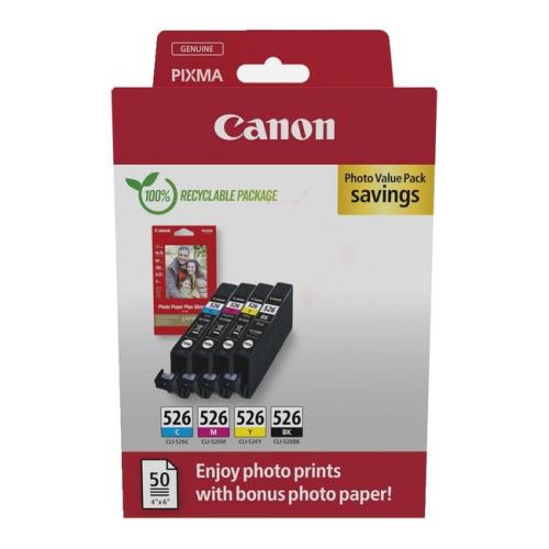 Canon Cartucho de tinta / papel fotográfico negro / cian / magenta / amarillo (4540B019 / CLI526) (multipack)