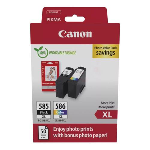 Canon Cartucho de tinta / papel fotográfico negro / color (6204C005 / PG585XLCL586XL) (Paquete Doble, multipack, alta capacidad)