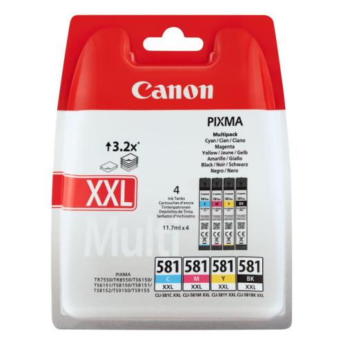 Canon cartucho de tinta negro / cian / magenta / amarillo (1998C007 / CLI581XXL) (multipack, alta capacidad)