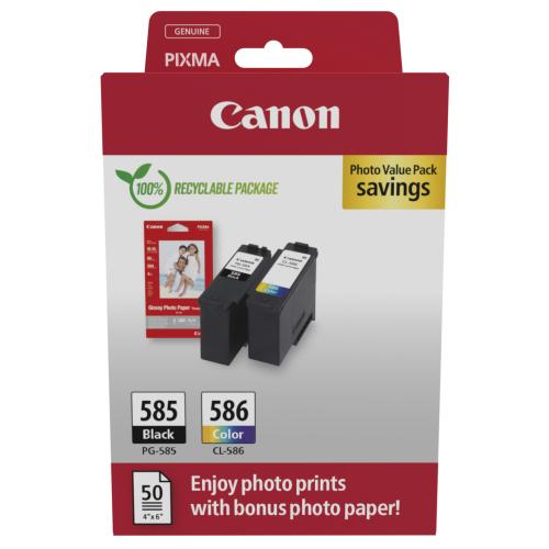 Canon Cartucho de tinta / papel fotográfico negro / color (6205C004 / PG585CL586) (Paquete Doble, multipack)